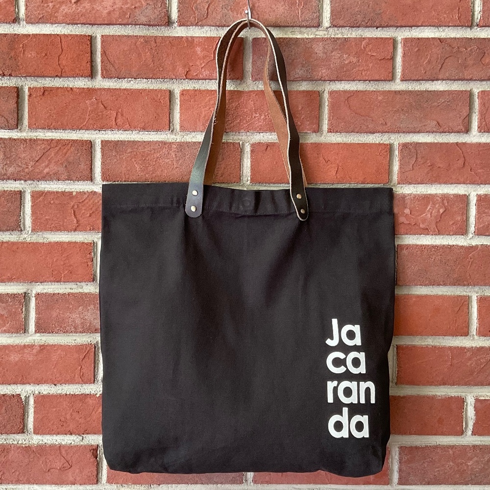Yute Natural Spain Eco Friendly Black Yute Shopping Tote Leather Handles NEW